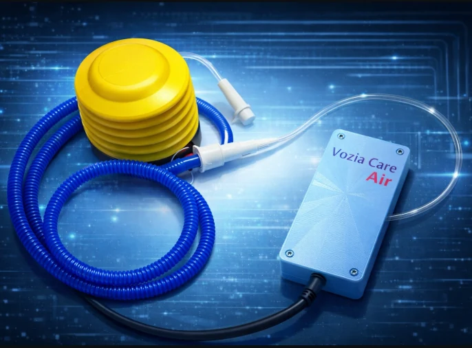 Vozia Care Air com acionador pneumático amarelo e módulo eletrônico